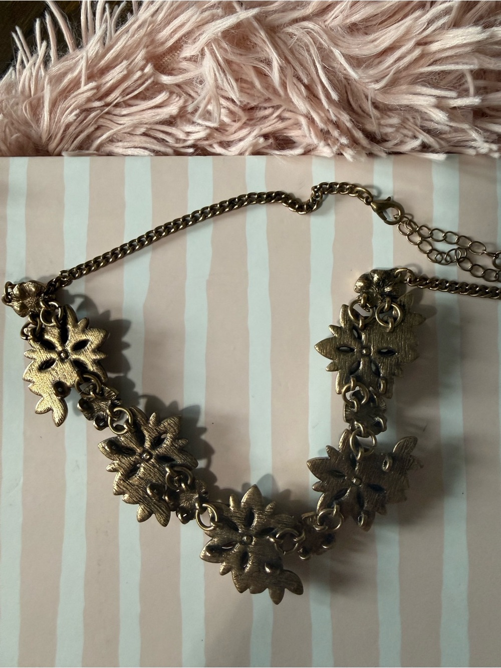 Floral Statement Necklace with Blue Flowers - Picture 4 of 4
